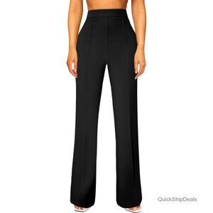 High Waist Straight Leg Work Pants Stretchy Business Casual Office Trousers